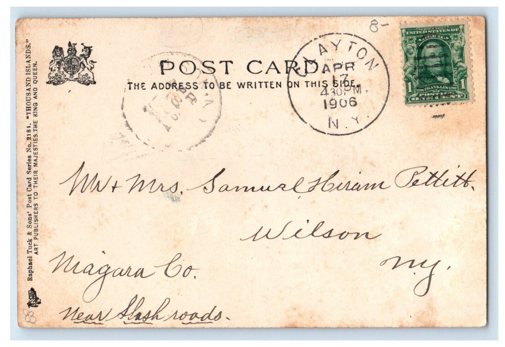 1906 Clayton New York NY, Railroad Station And Yard Antique Tuck's Postcard