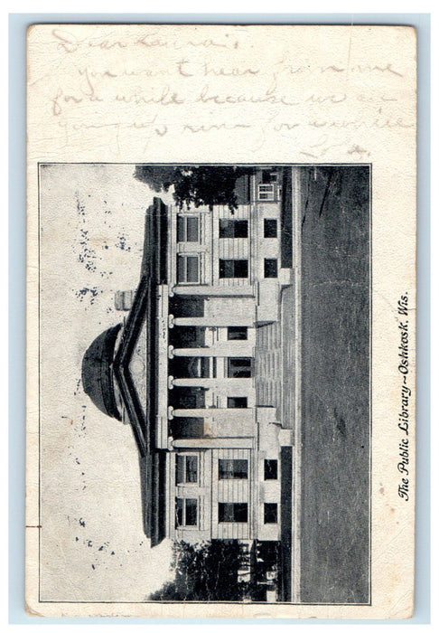 1907 The Public Library Oshkosh Wisconsin WI Princeton WI Antique Postcard