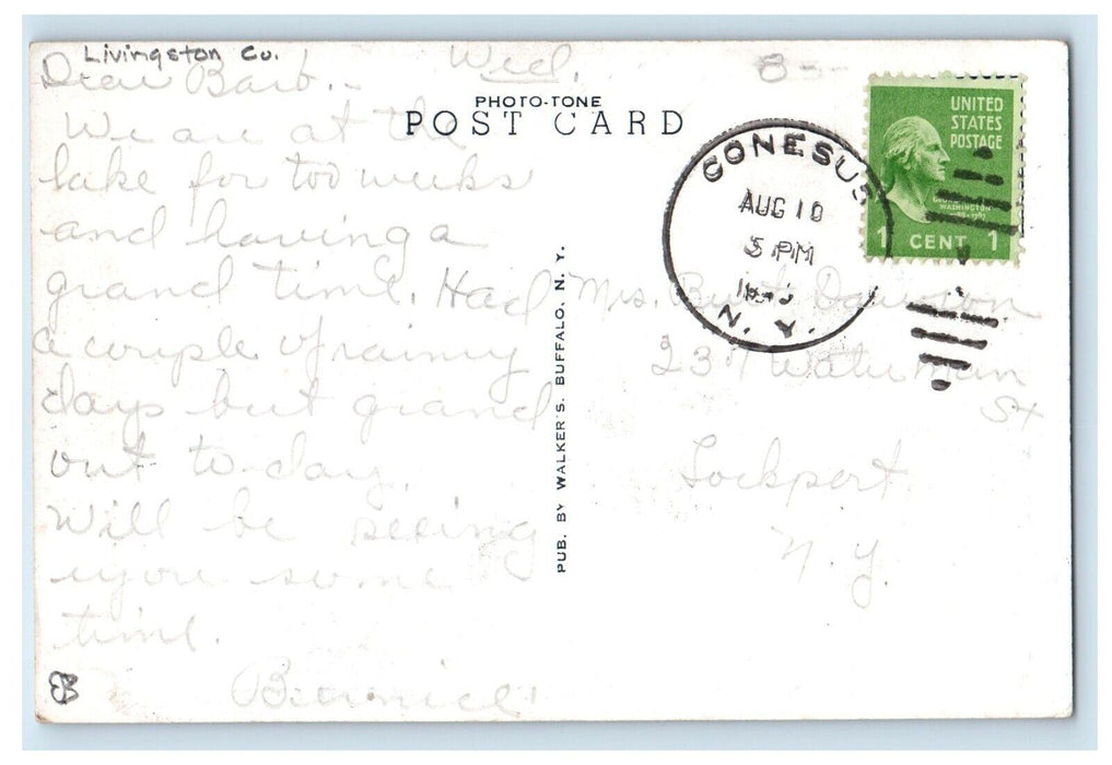 c1940's Peg's Point Restaurant & Tap Room West Side Conesus Lake NY Postcard