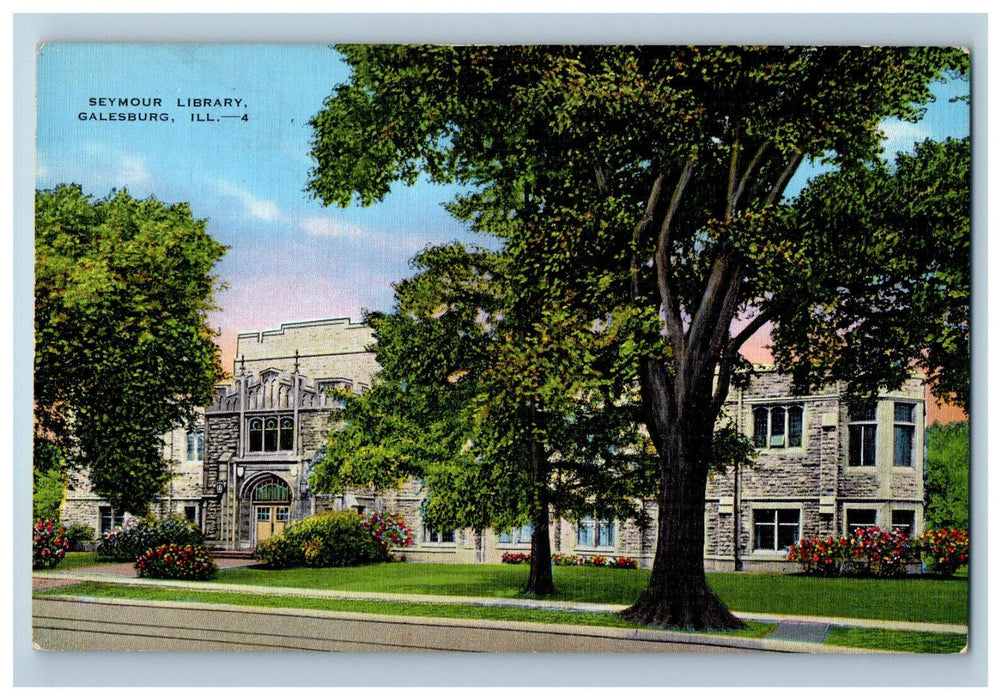 c1940's Seymour Library Galesburg Illinois IL Unposted Vintage Postcard