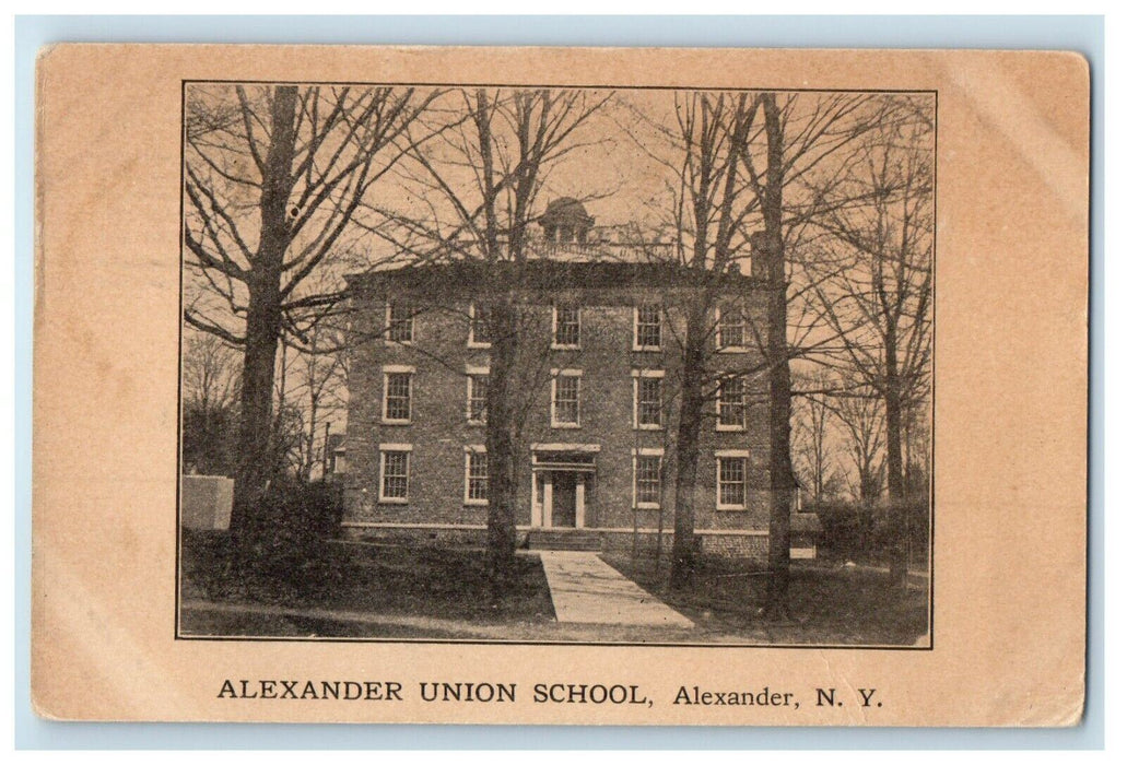 1909 Alexander Union School Building Campus Alexander New York NY Postcard