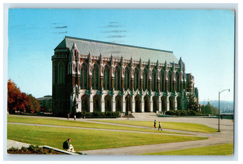 1958 The Library, University of Washington Campus, Seattle WA Vintage Postcard