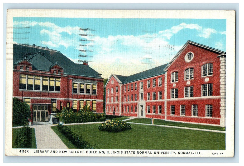 c1920's Library & New Science Bldg. Illinois State Normal University IL Postcard