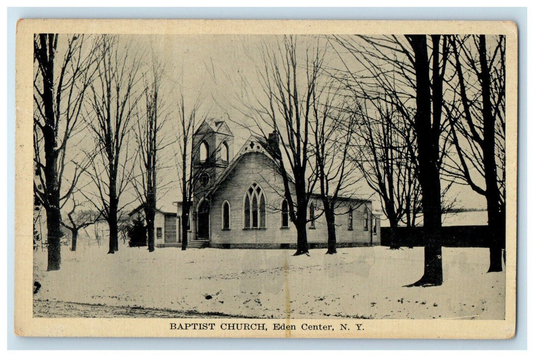 c1910's Baptist Church Winter Snow Eden Center Cowanda New York NY Postcard
