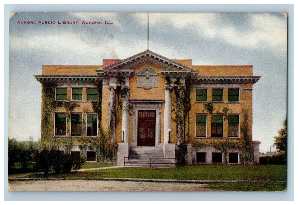 c1910 Aurora Public Library Aurora Illinois IL Antique Unposted Postcard