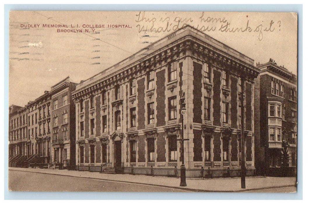 1910 Dudley Memorial L.I. College Hospital Brooklyn New York NY Antique Postcard