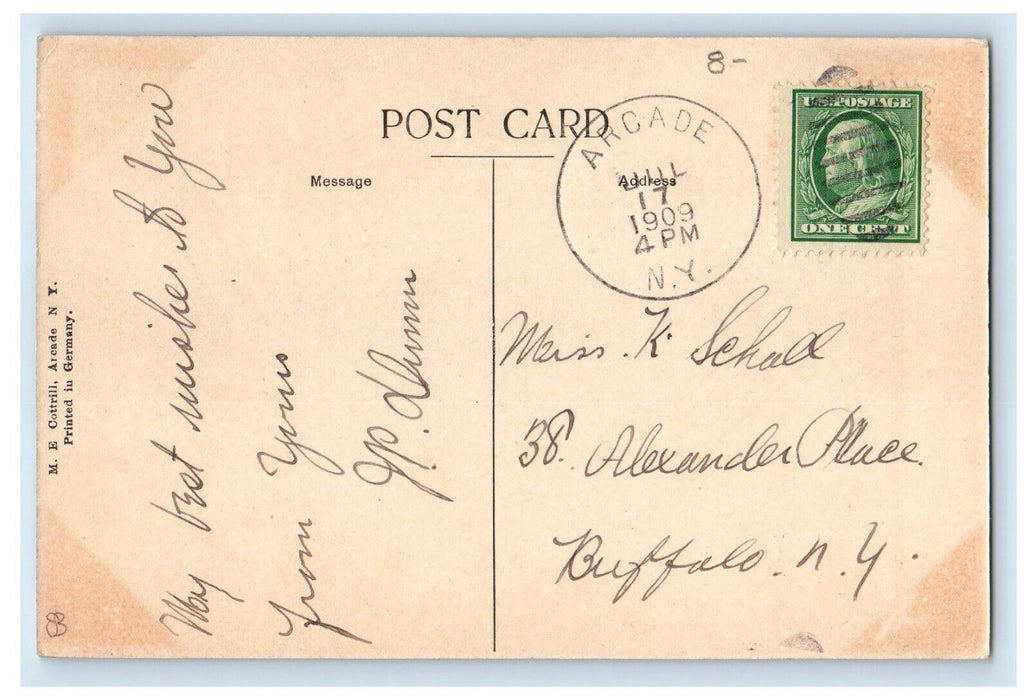 1909 Laying The Corner Stone St. Peter's & S. Paul's Church Arcade NY Postcard