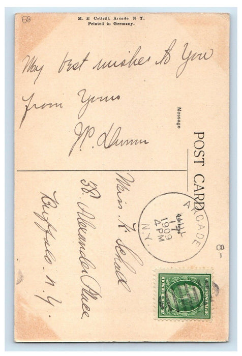 1909 Laying The Corner Stone St. Peter's & S. Paul's Church Arcade NY Postcard
