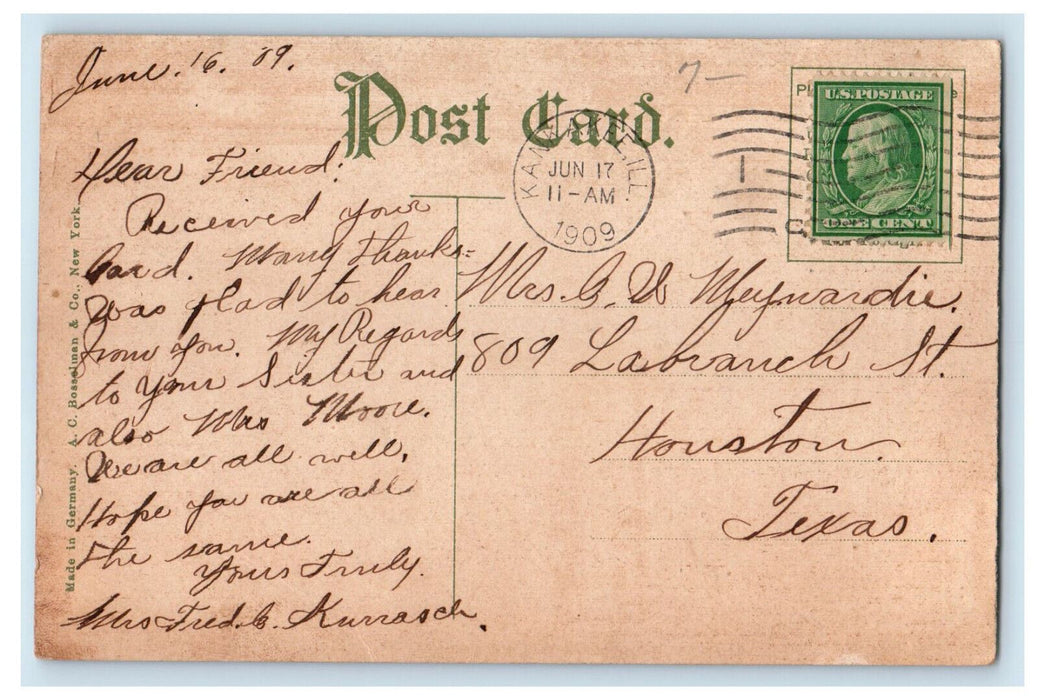 1909 Public Library Building Greetings from Kankakee Illinois IL Postcard