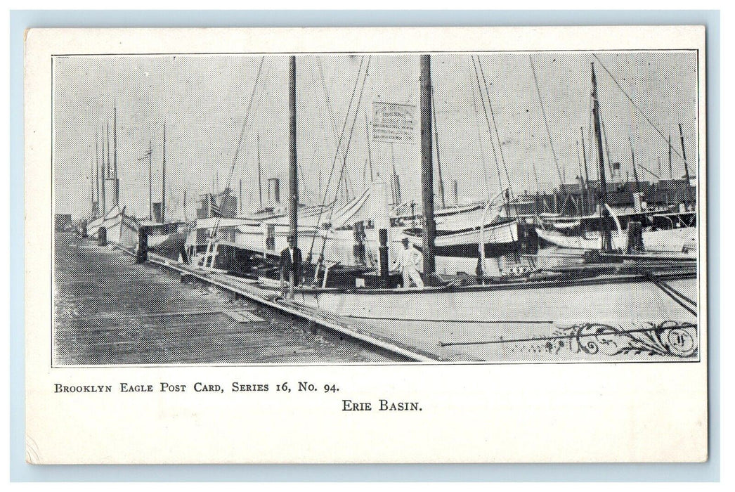 c1905 Erie Basin Dock Boats Ship New York NY Unposted Antique Postcard