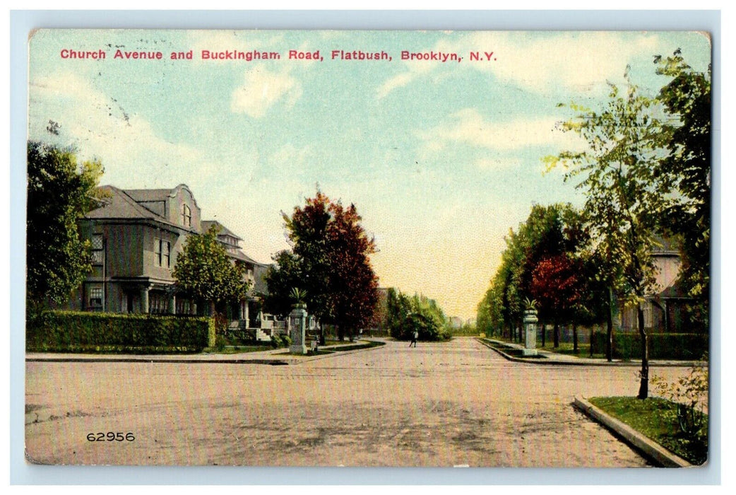 1915 Church Avenue And Buckingham Road Flatbush Brooklyn NY Antique Postcard