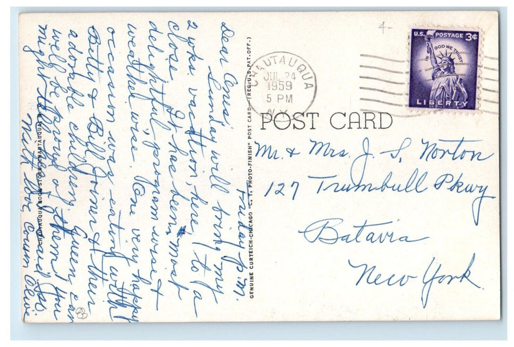 1959 Episcopal Church Chautauqua Lake New York NY, On Lake Chautauqua Postcard