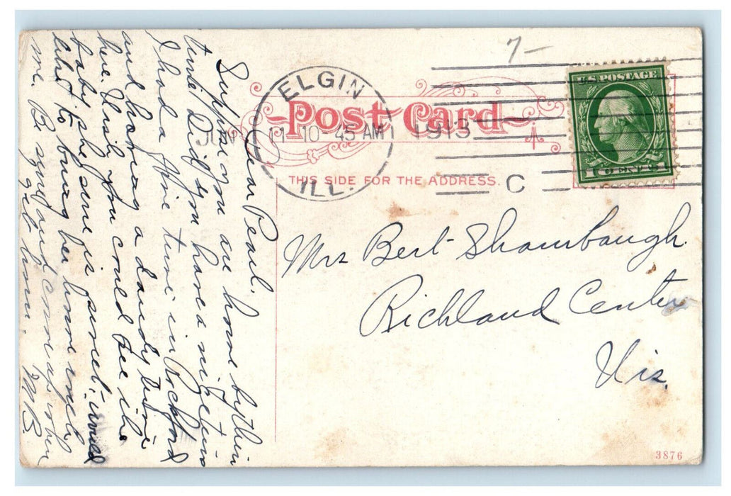c1910 Gail Borden Library Elgin Illinois IL Posted Antique Postcard