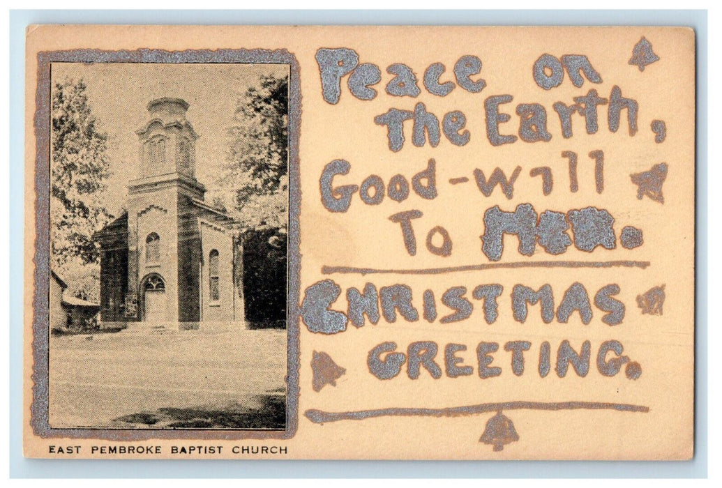 East Pembroke Baptist Church New York NY, Christmas Greetings Glitter Postcard