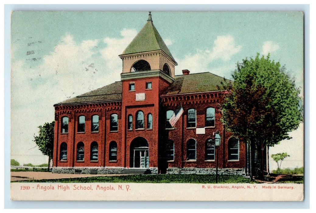 1913 Angola High School Building Campus New York NY Posted Antique Postcard