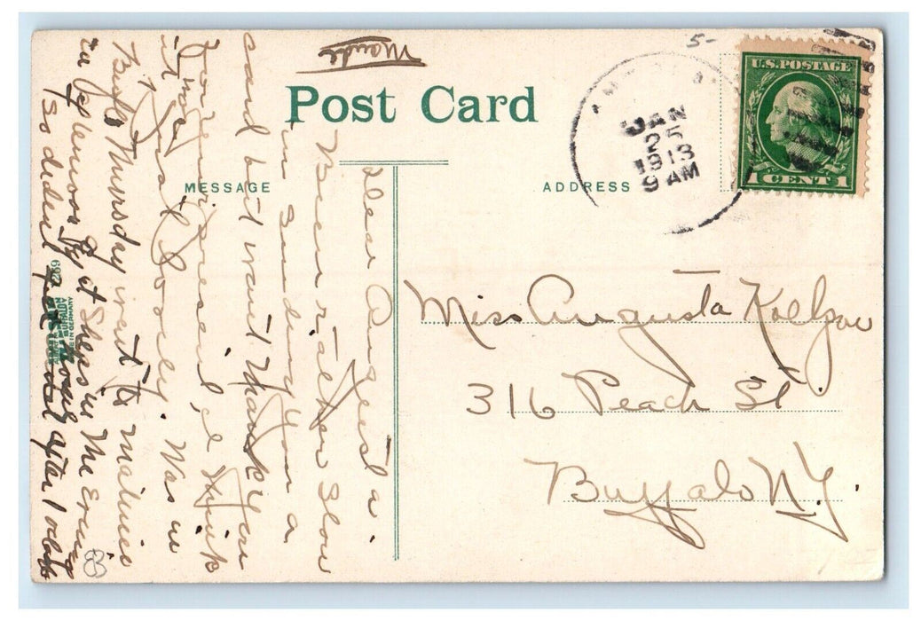 1913 Angola High School Building Campus New York NY Posted Antique Postcard