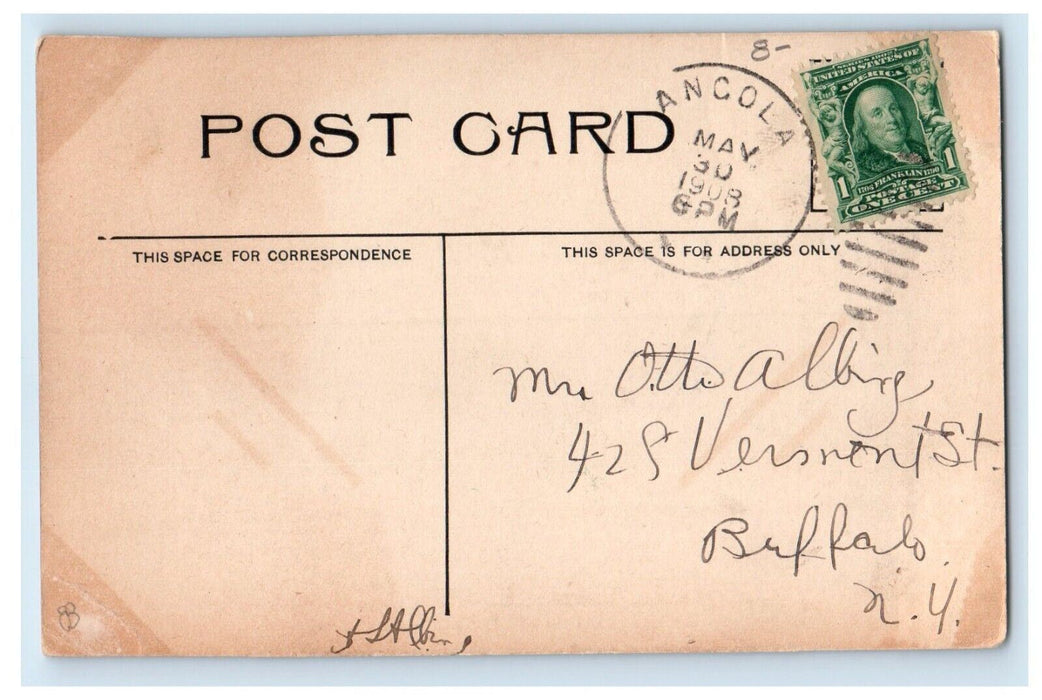 1908 Commercial Street Shops Horse And Buggy Angola New York NY Antique Postcard