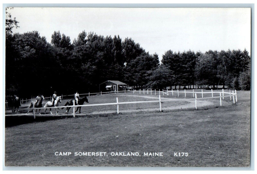 c1950's Camp Somerset Horses Riding Oakland Maine ME Photo RPPC Postcard