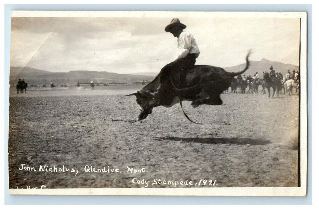 1921 John Nicholus Glendive Montana MT Cody Stampede Photo Rodeo Bull