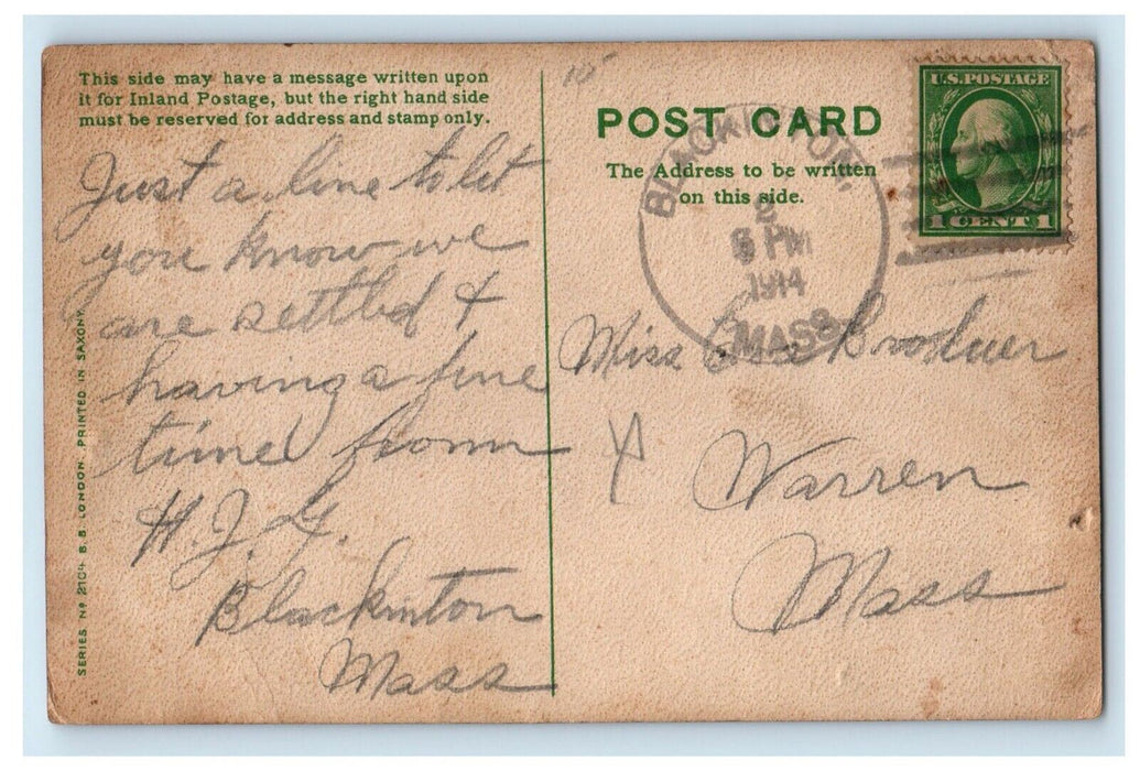 1914 Gloomville No Flirting Beach Woman No Smoking Humor Blackinton MA Postcard