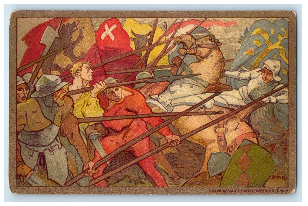 1911 Switzerland Bundesfeier Anstalt J.E. Wolfensberger Zurich Dunki Postcard