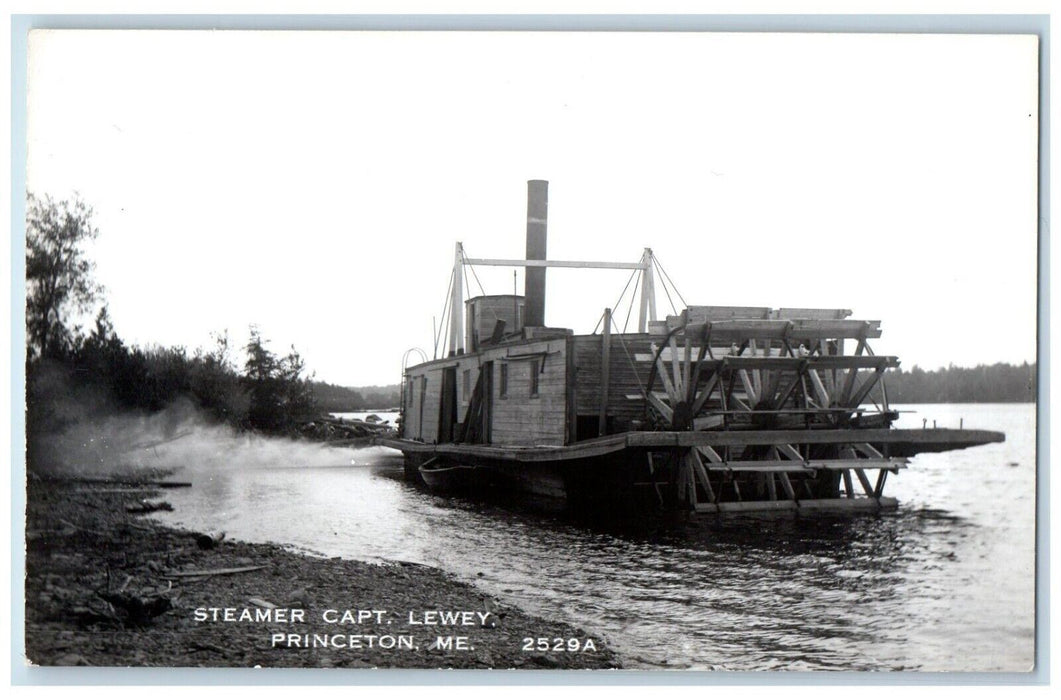 c1950's Steamer Ship Captain Lewey Princeton Maine ME Photo RPPC Postcard