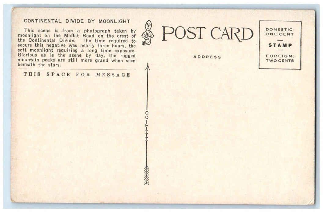 c1940's Moonlight Continental Divide Moffat Road Star Train Colorado CO Postcard