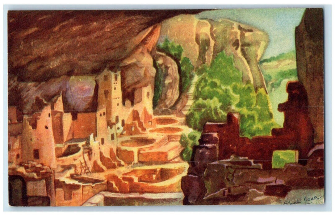 c1948 Cliff Palace Speaker Chief Tower Paul Coze Mesa Verde Colorado CO Postcard