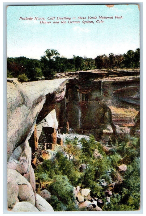 c1910's Peabody House Cliff Mesa Park Verde Denver Rio Grande Colorado Postcard