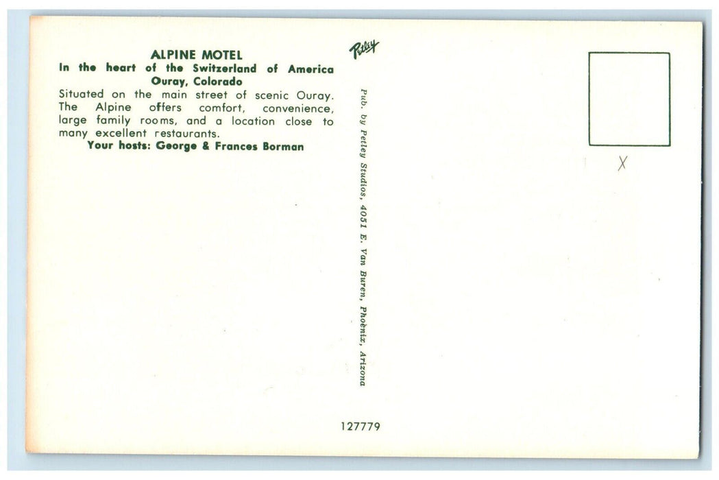 c1960's Alpine Motel Heart Gorge Switzerland America Ouray Colorado CO Postcard