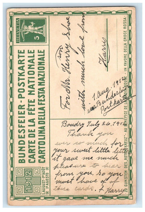 1912 Switzerland Bundesfeier Anstalt J.E. Wolfensberger Zurich Children Postcard