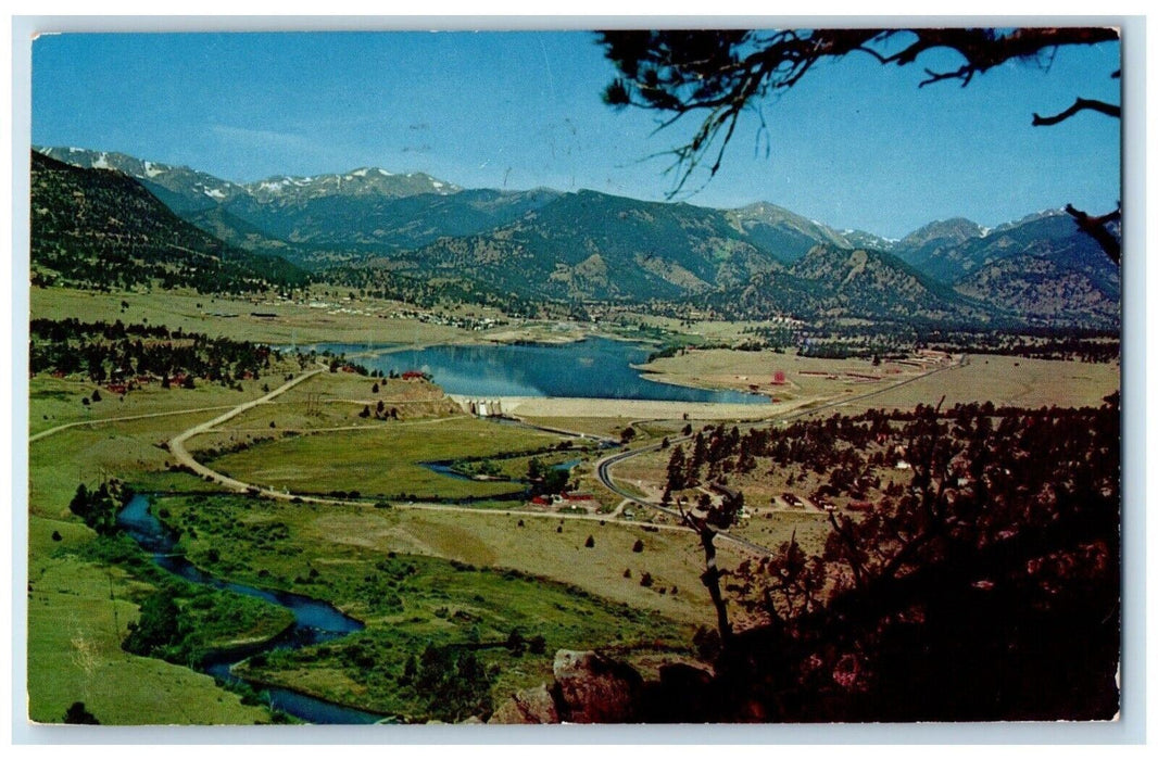 c1958 Olympus Dam Lake Estes Continental Range Estes Park Colorado CO Postcard