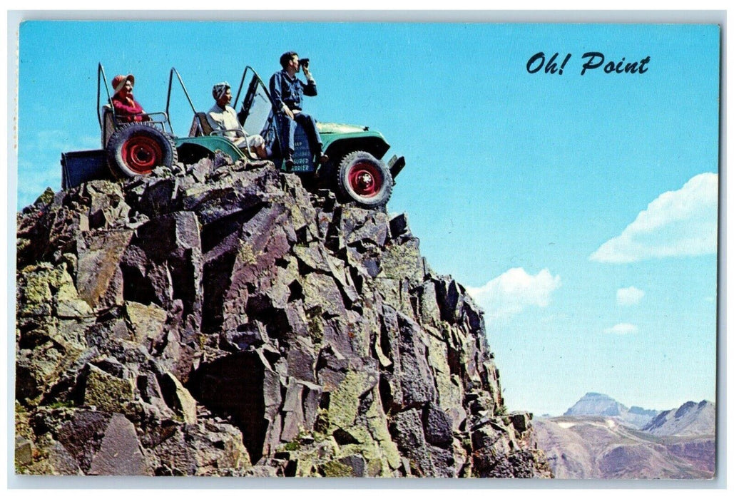 c1965 OH! Point Engineer Mountain Jeep Cliff Rocks Ouray Colorado CO Postcard