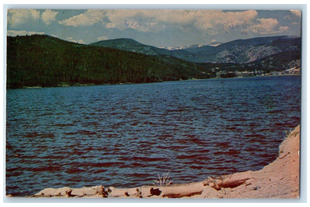 c1960 Nedarland Lake Boulder Canyon Snow Peaks Nedarland Colorado CO Postcard