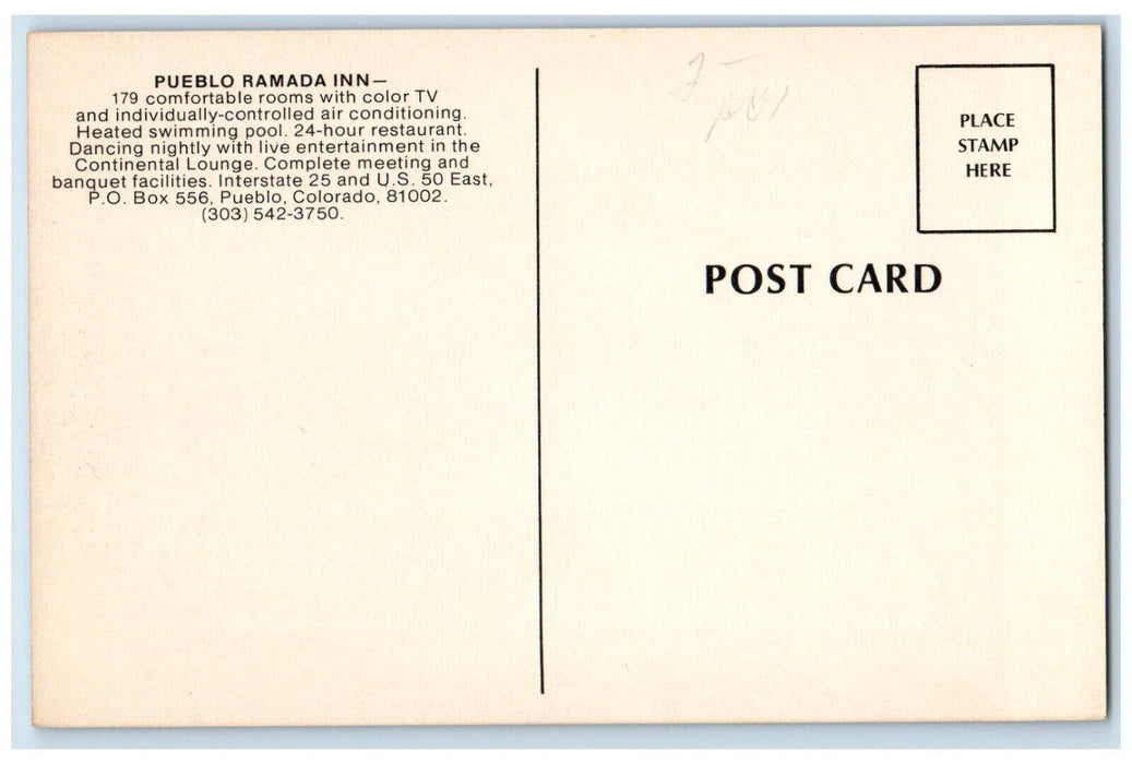 1960's Pueblo Ramada Inn Multiview Hotel Motel Pool Pueblo Colorado CO Postcard
