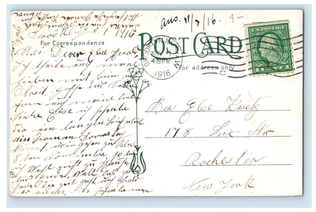 1916 View Of Boat House And Lake Crotona Park New York NY Antique Postcard