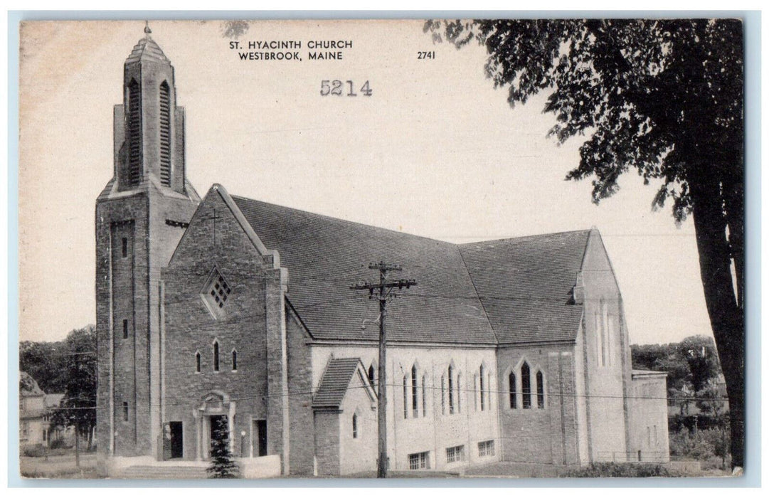 c1940's St. Hyacinth Church Westbrook Maine ME Vintage Unposted Postcard