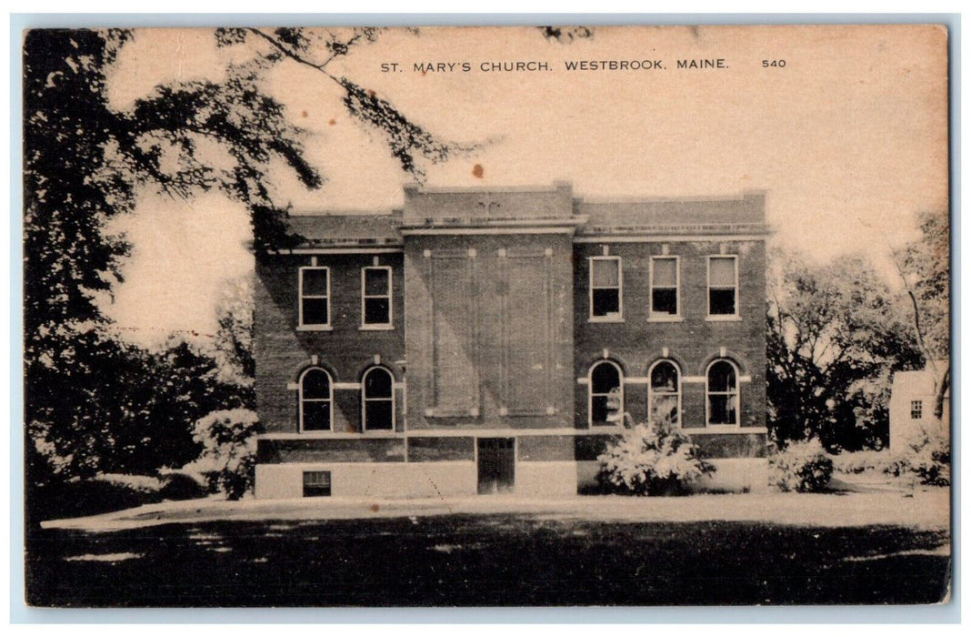 c1940's St. Mary's Church, Westbrook Maine ME Vintage Unposted Postcard