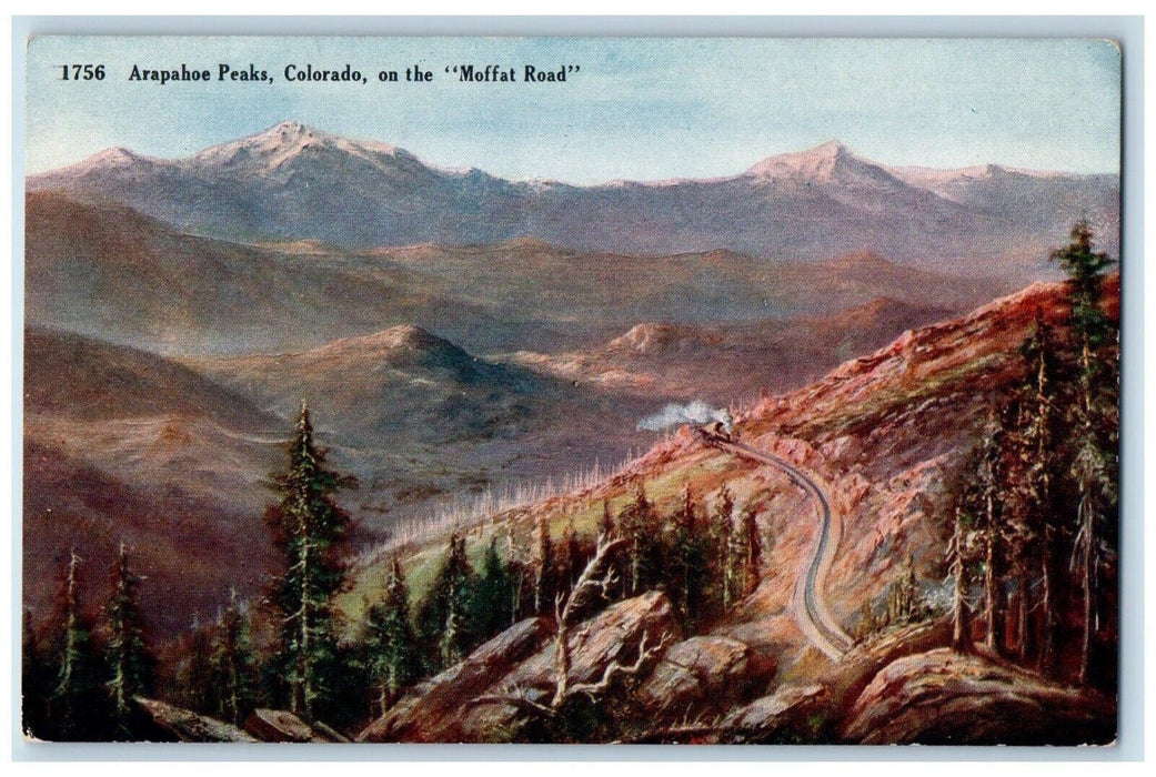 c1910's Arapahoe Peaks Train Railroad Mountain Moffat Road Colorado CO Postcard