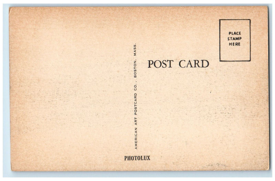 c1940's Vintage Cars Scene, High School Winthrop Maine Unposted Postcard