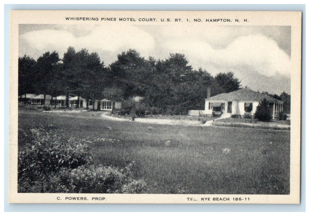 c1930's Whispering Pines Motel Court Hampton New Hampshire NH Vintage Postcard
