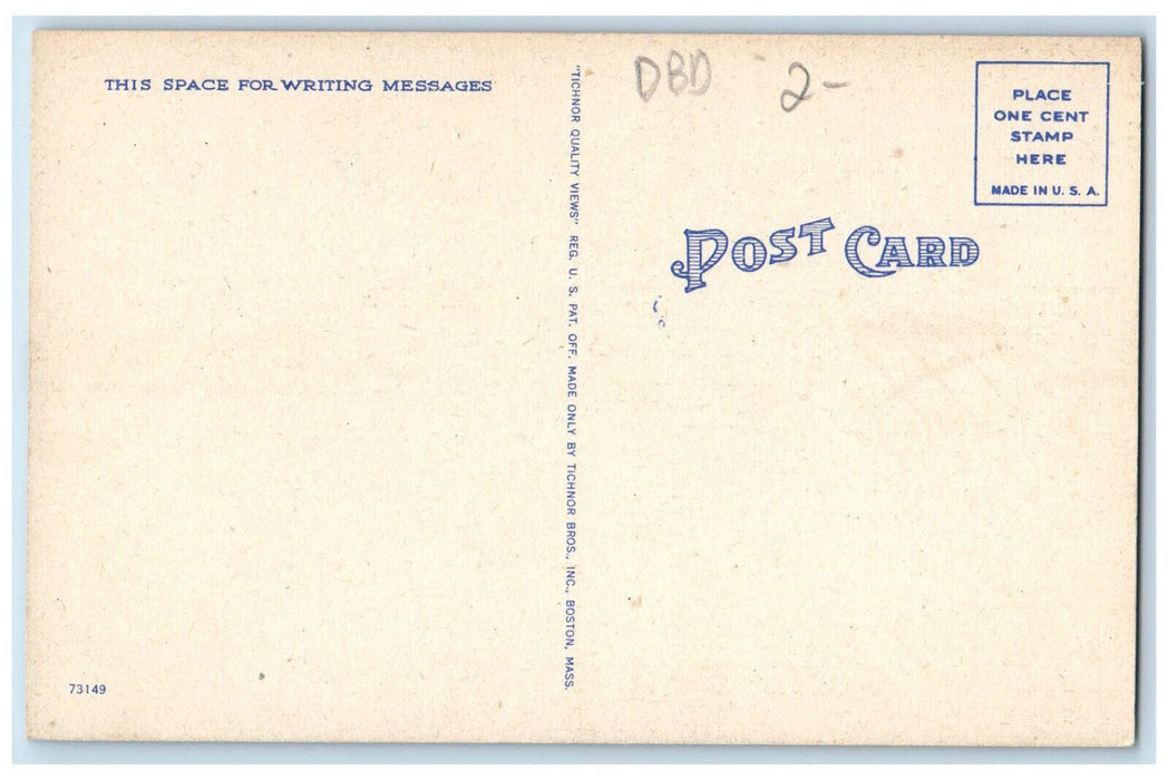 c1940's Lake Maranacook, Boat Canoeing Scene, Winthrop Maine ME Postcard