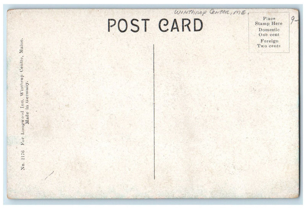 c1910 Horse Carriage, Swing, Longwood Inn, Winthrope Centre Maine ME Postcard