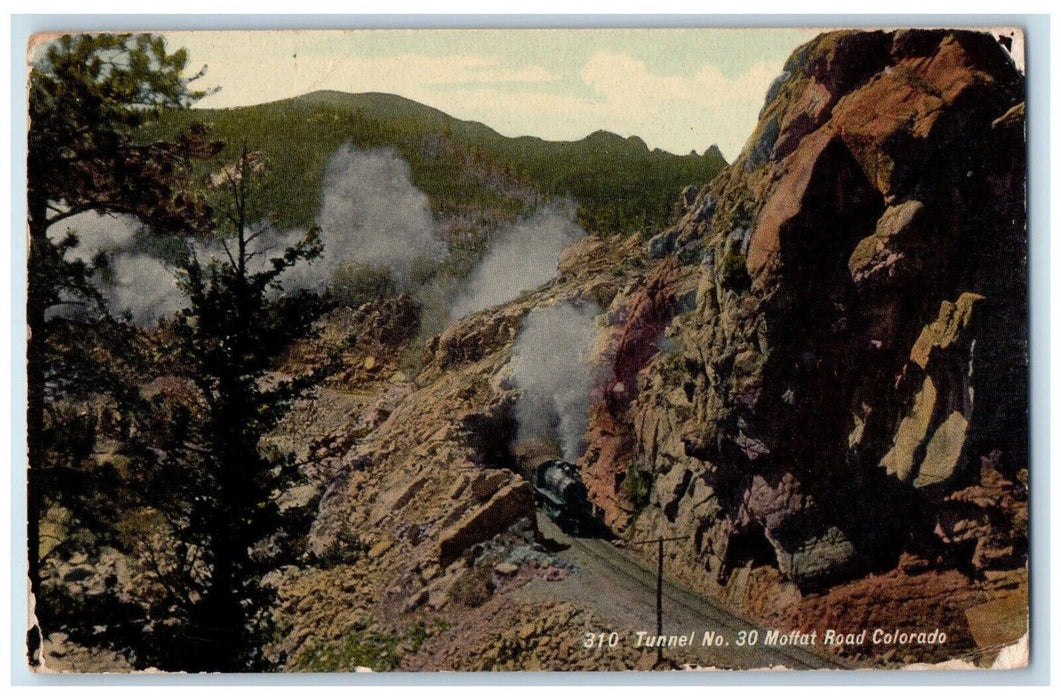 c1909 Tunnel Number 30 Train Mountain Railroad Moffat Road Colorado CO Postcard