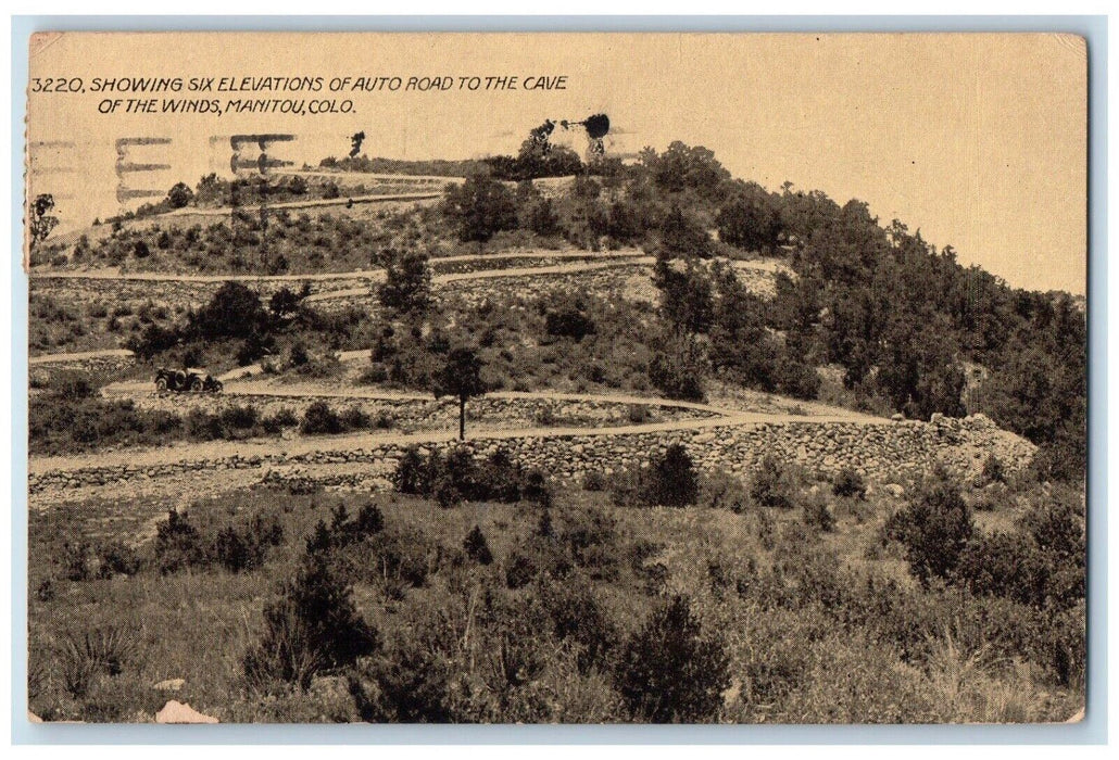 c1920 Showing Six Elevations Auto Road Cave Winds Manitou Colorado CO Postcard