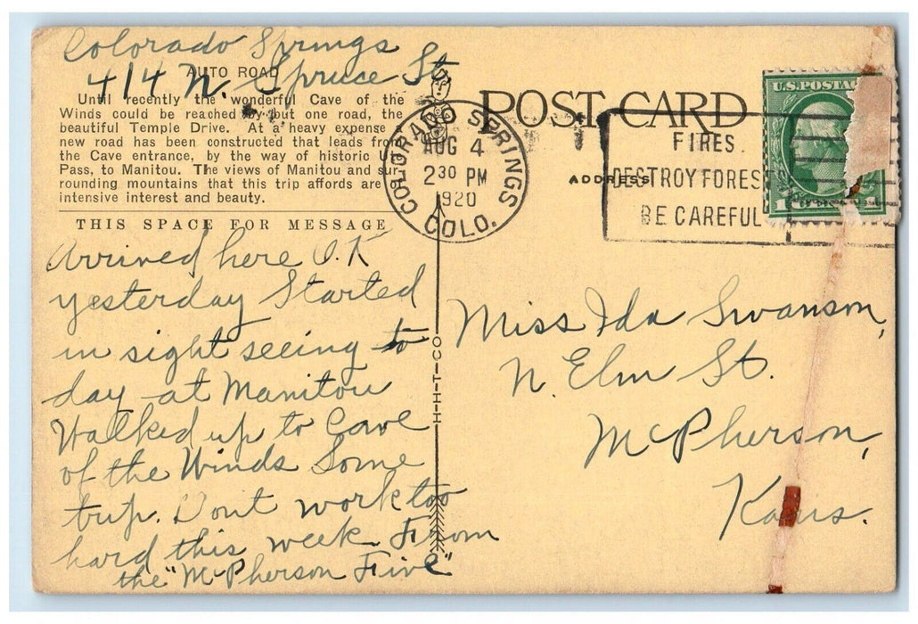 c1920 Showing Six Elevations Auto Road Cave Winds Manitou Colorado CO Postcard