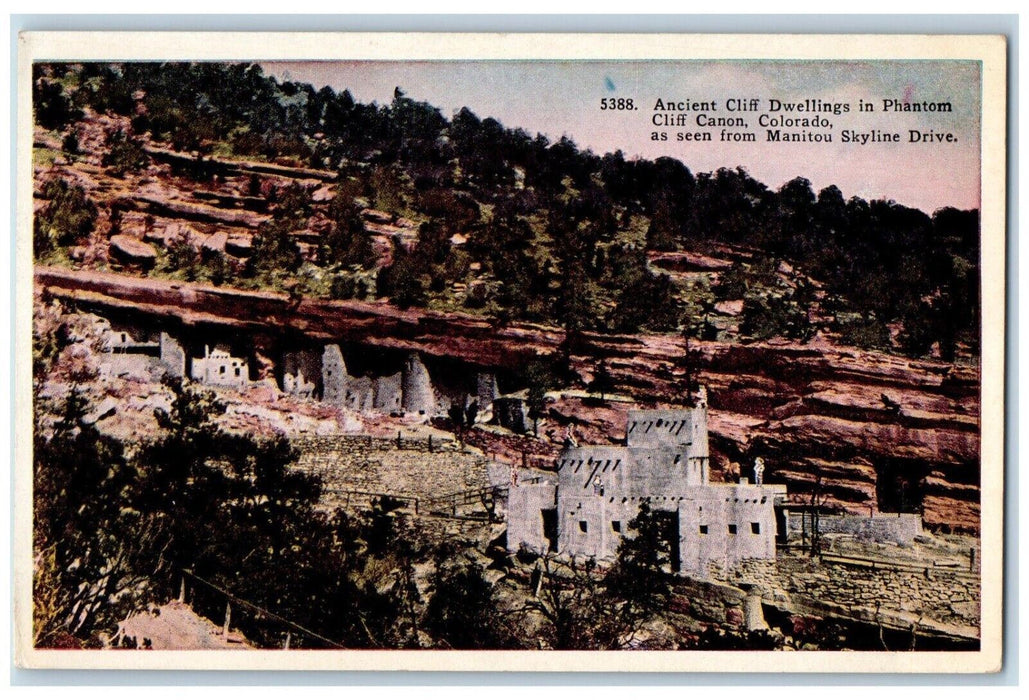 c1920's Ancient Cliff Dwellings Phantom Cliff Canon Manitou Colorado CO Postcard