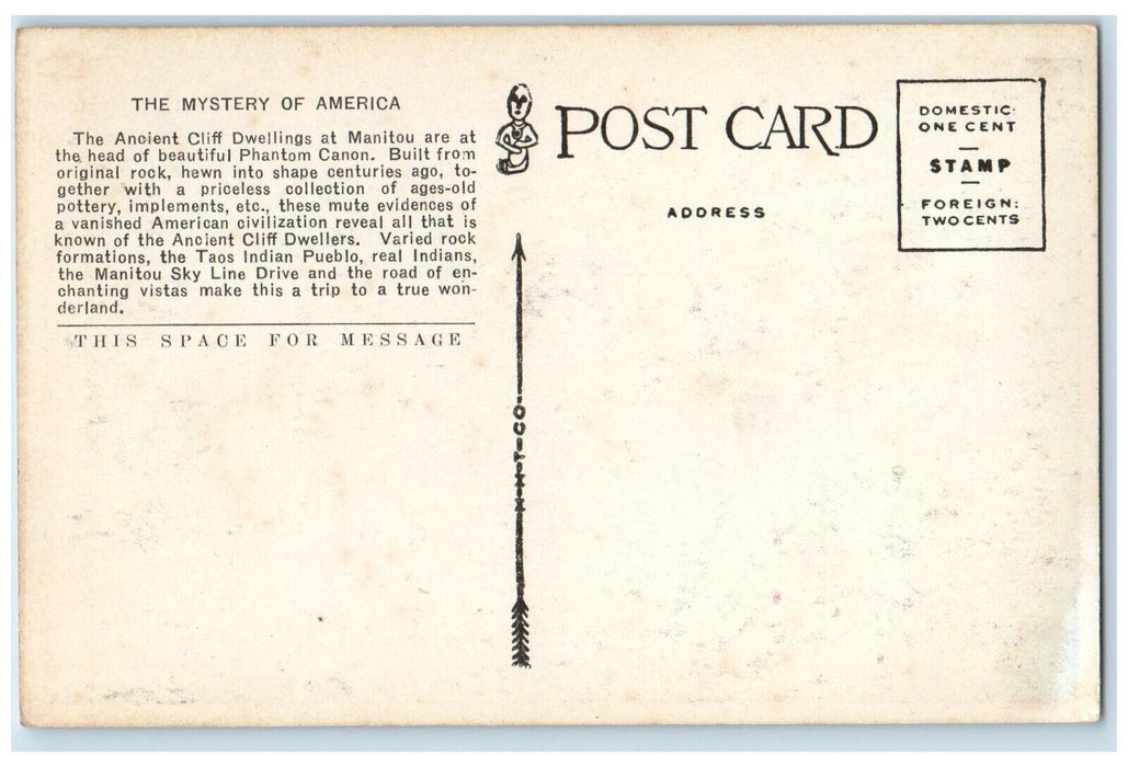 c1920's Ancient Cliff Dwellings Phantom Cliff Canon Manitou Colorado CO Postcard