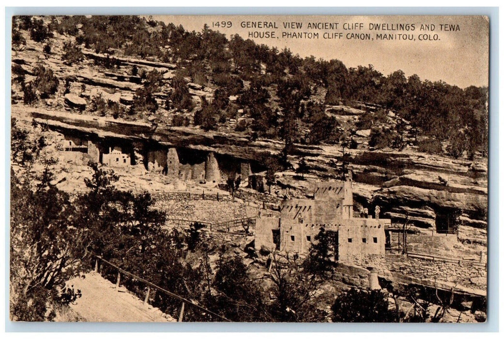 c1960's General View Ancient Cliff Dwelling Tewa House Manitou Colorado Postcard