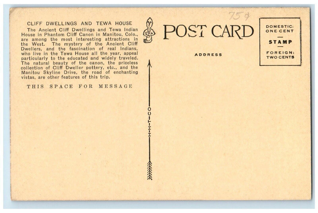 c1960's General View Ancient Cliff Dwelling Tewa House Manitou Colorado Postcard